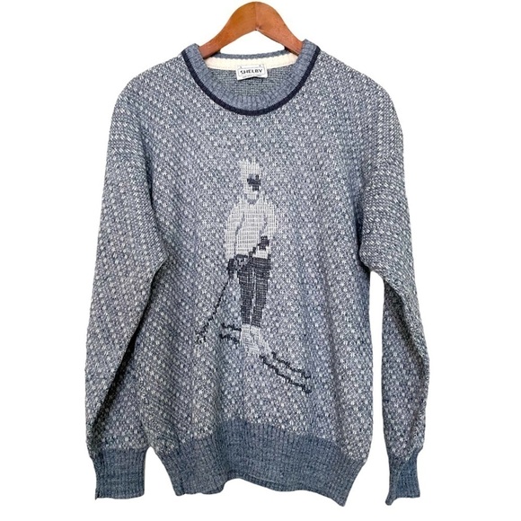 Vintage Other - Vintage grandpa graphic ski knit sweater large